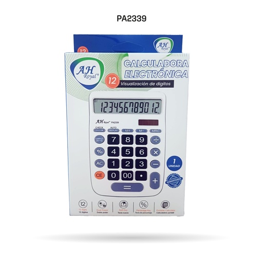 [PAC3584-2339] WHITE BASIC CALCULATOR AHROYAL CX 812 12 DIGITS PA2339