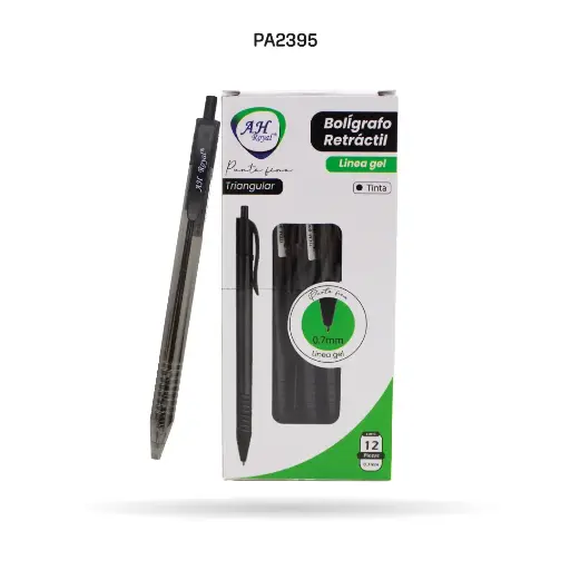 [PA2395] BOLIGRAFO NEGRO RETRACTIL 0.7MM  CAJA X 12 UNDS