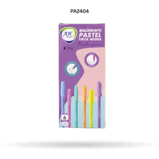 [PA2404] BOLIGRAFO COLORES PASTEL SURTIDOS SEMI GEL TRIANGULAR 0.7 MM CAJA X 6UNDS