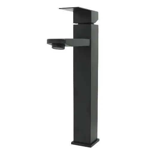 [HT2031] LLAVE LAVAMANOS MONOCONTROL ACERO INOXIDABLE  CUADRADA NEGRAALTA 30CM 