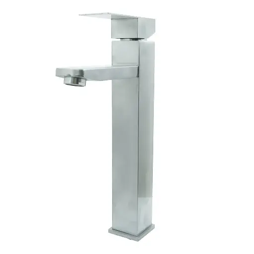 [HT2033] LLAVE LAVAMANOS MONOCONTROL ACERO INOXIDABLE CUADRADA
SATINADA  ALTA 30 CM

