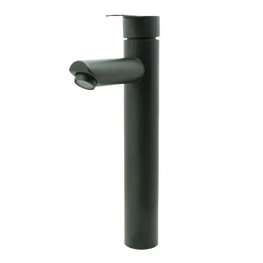 [HT2035] LLAVE LAVAMANOS MONOCONTROL ACERO INOXIDABLE REDONDA 
NEGRA ALTA 30CM
