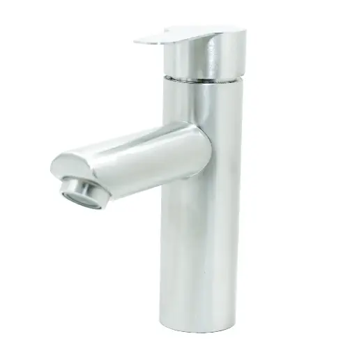 [HT2036] LLAVE LAVAMANOS MONOCONTROL ACERO INOXIDABLE REDONDA SATINADA BAJA 18CM UDUKE 