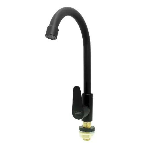[HT2043] LLAVE LAVAMANOS ACERO INOXIDABLE REDONDA  NEGRO