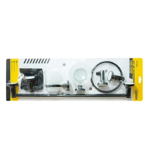 [HT2163] KIT ACCESORIOS PARA BAÑO X 6 PIEZAS NEGRO 