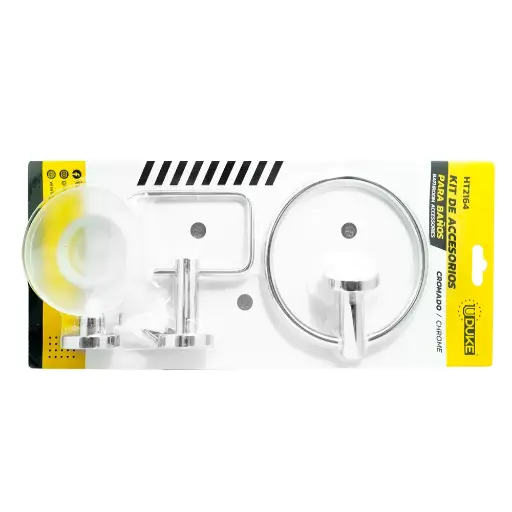 [HT2164] KIT ACCESORIOS PARA BAÑO X 3 PIEZAS CROMADO 