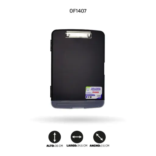 [PAC5393-1407] TABLA PORTA DOCUMENTOS Y PORTA LAPICERO 31103 A4 NEGRO