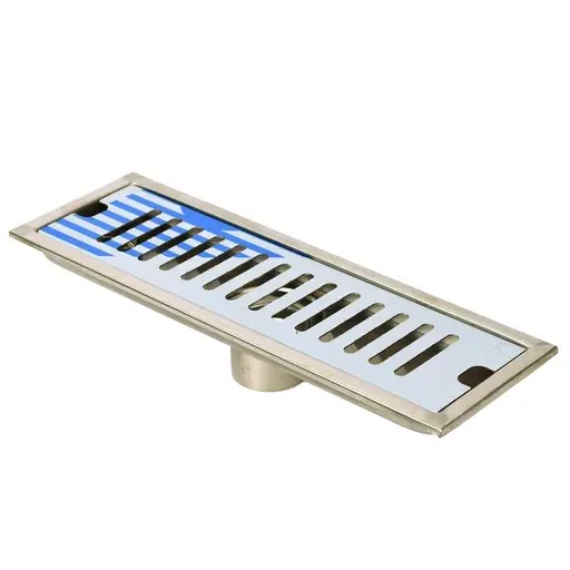 [HT1586] REJILLA SIFON PISO CORRIENTE ACERO INOXIDABLE 10 X 30 CM UDUKE