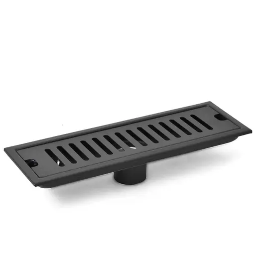 [HT1587] BLACK STAINLESS STEEL LINEAR FLOOR DRAIN 10 X 30 CM UDUKE