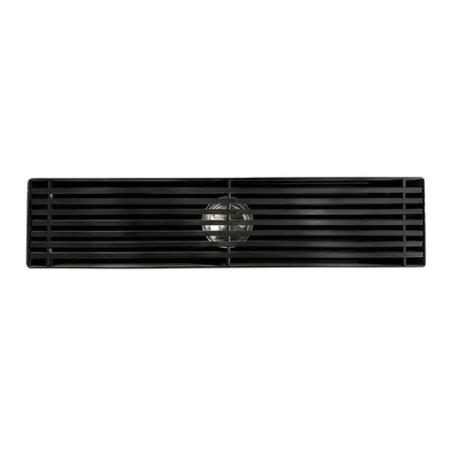 [HT1607] REJILLA SIFON PISO ROTULADA ACERO INOXIDABLE NEGRA 6.8 X 30 CM UDUKE