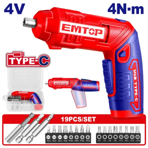 [ECSR0408] CORDLESS SCREWDRIVER 4 V EMTOP