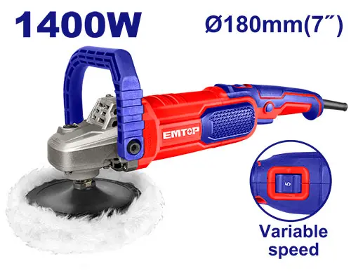 [ULAPR1402] PULIDORA DE FELPA 7" 1400W VELOCIDAD VARIABLE   VEL.1500-3600RPM, INCLUYE ACCESORIOS 