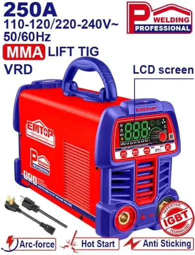 [ULWDEM2561] SOLDADOR INVERSOR DIGITAL 250A (MMA/LIFT/TIG/VRD) 110-120V -220-240V