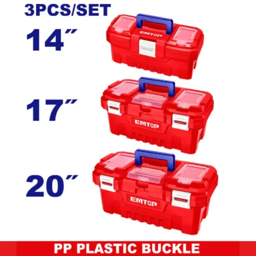 [EPBXK0301] PLASTIC TOOL BOX SET  3 PIECES 14” / 17” / 20” EMTOP
