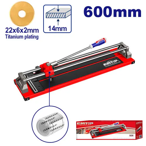 [ETCR6004] MANUAL TILE AND CERAMIC CUTTER 600 MM, MAXIMUM CUTTING THICKNESS 14 MM, STRAIGHT AND DIAGONAL CUTTING CAPABILITY, EQUIPPED WITH 22 X 6 X 2 MM CUTTING WHEEL EMTOP