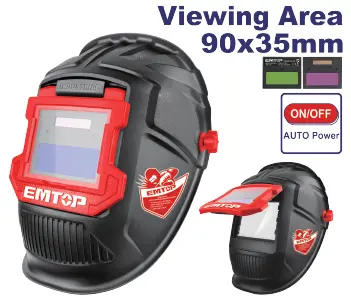 [EWHT0102] AUTO DARKENING WELDING HELMET 90 X 35 MM EMTOP