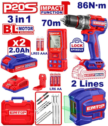 [ULCOSLI251001] CORDLESS 3 PCS COMBO KIT EMTOP