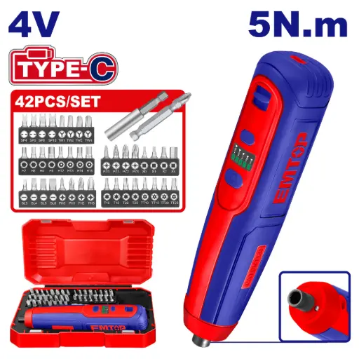 [ECSR0406] CORDLESS SCREWDRIVER 4 V 5N.m EMTOP