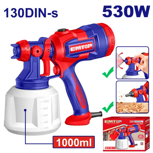 [ULSGN4506] PISTOLA SPRAY PARA PINTAR. CAPACIDAD DE ENVASE 1000 ML. VOLTAJE: 110-120 V ~ 50 / 60HZ 530W-130DIN-S