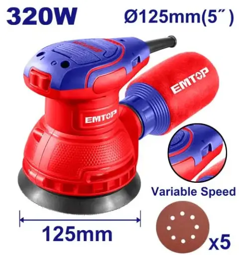 [ULFSR23206] LIJADORA ORBITAL DE 110-120V~50HZ-60HZ. POTENCIA 320W. VELOCIDAD MAX. 13000 RPM. D DE PAD: 125 MM CIRCULAR ROTATIVA.