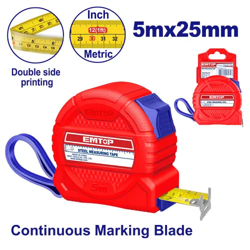 [EMTP3525] MEASURING TAPE 5 M X 25 MM EMTOP