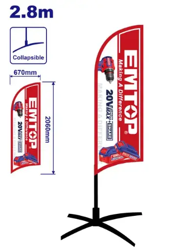 [EPMPFB01] FEATHER FLAG ADVERTISING BANNER FOR OUTDOOR AND INDOOR PROMOTIONAL DISPLAY EMTOP
