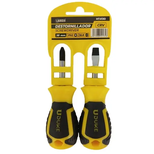 [HT4130] DESTORNILLADORES X 2 PZS PUNTA IMANTADA 1/4 X 1 1/2" (+)(-) UDUKE