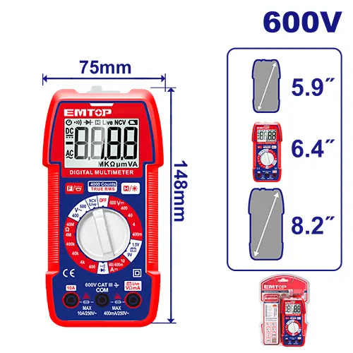 [EDMR536002] MULTIMETRO DIGITAL 4000 COUNT DC/AC 600V 