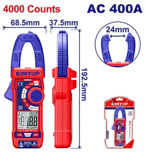 [EDMR762001] MEDIDOR DE ABRAZADERA DIGITAL  4000 COUNT DC/AC 600V DETENCION DE VOLTAJE SIN CONTACTO