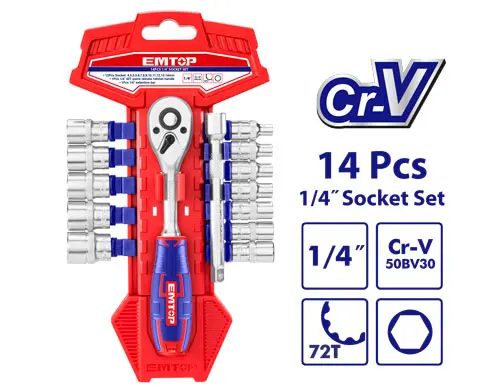 [ESKT14141] JUEGO DE DADOS 1/4", 12 PIEZAS 4-14MM
