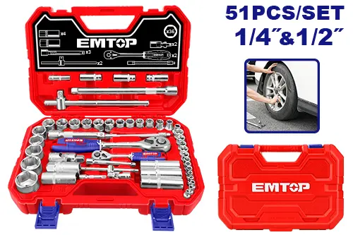 [ESKT42511] JUEGO DE DADOS 1/2"-1/4", 51 PIEZAS 