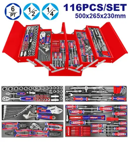 [EHTS41168] SET X 116 PIEZAS DE HERRAMIENTAS EN CAJA METALICA. SE VENDE EN JUEGO.