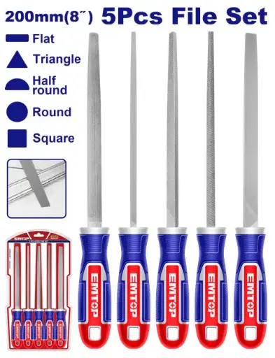 [ESFSS0501] JUEGO DE LIMAS 8"  X 5 PIEZAS EMTOP